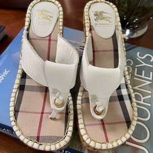 Burberry white leather Nova Espadrille sandals